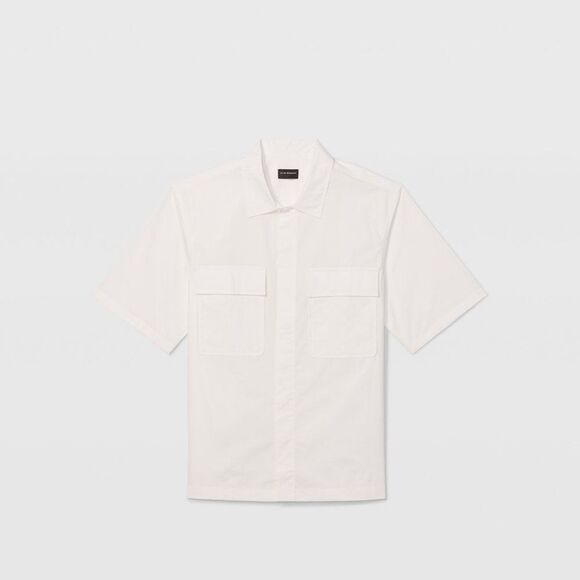 Club Monaco Men's Short Sleeve Utility Shirt Grey - Picture 4 of 8